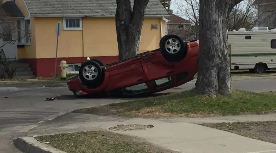 Collision Flips Car Onto Its Roof