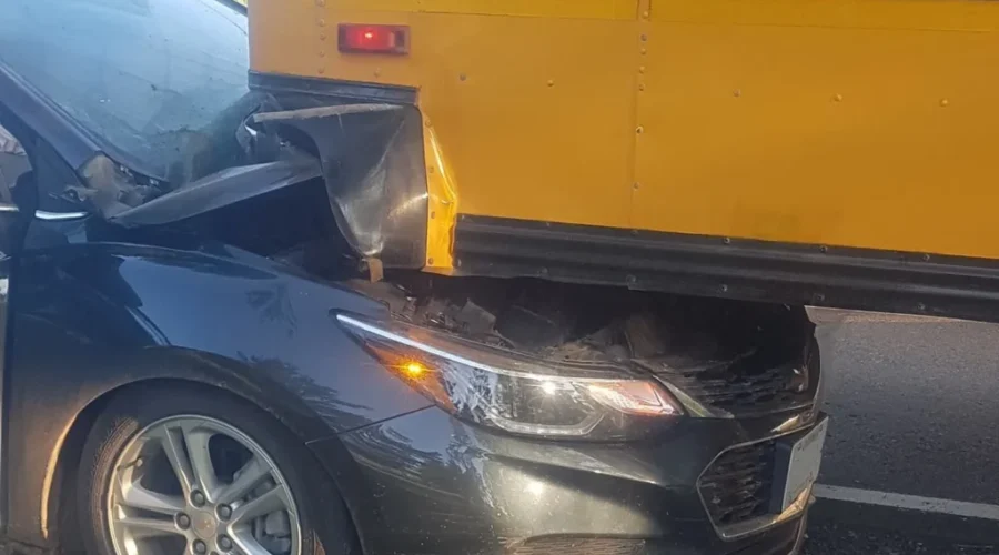 Car Crashes With School Bus