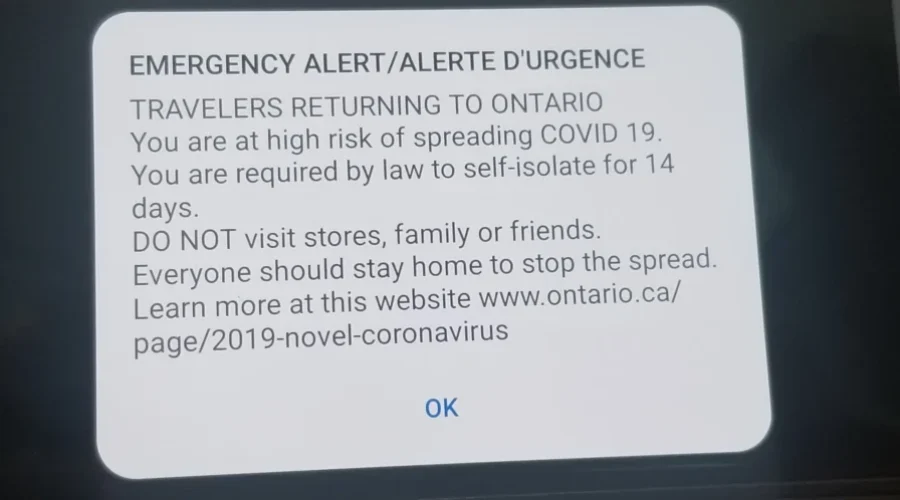 Province Wide Emergency Alert Sent Out