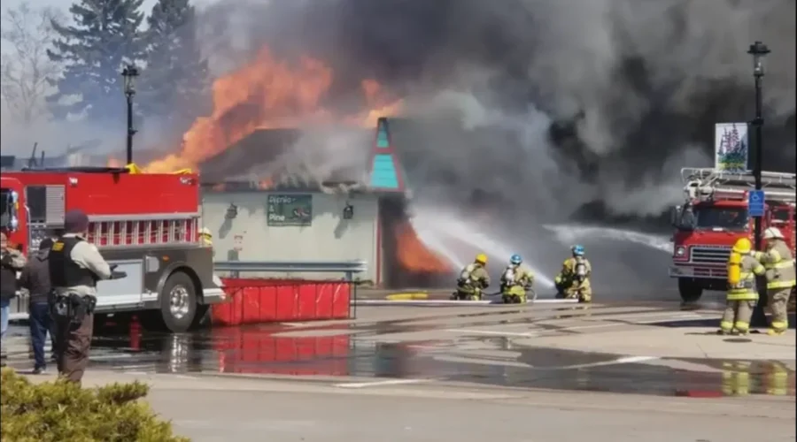VIDEO: Fire Ravages Downtown Grand Marais