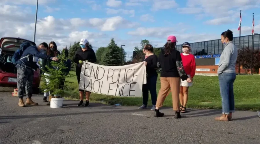 Indigenous Voices Demonstrate At Police HQ