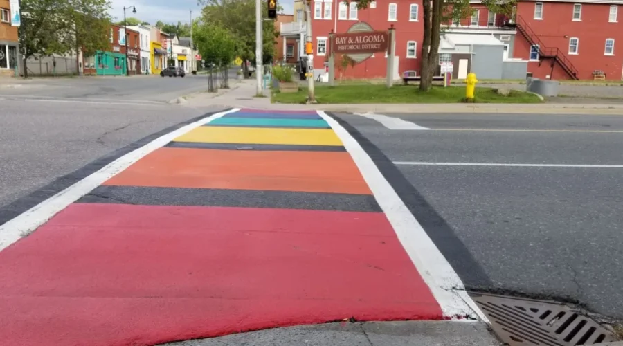 Crosswalks Painted Rainbow &amp; Transgender Colours