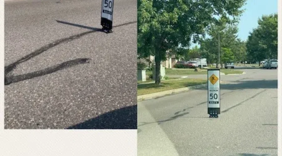 Have you seen these on residential streets? “Centre of the road – speed limit bollards”