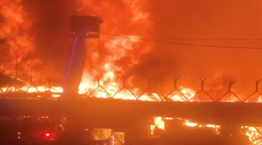 Major Fire Takes Over Former Lumber Yard