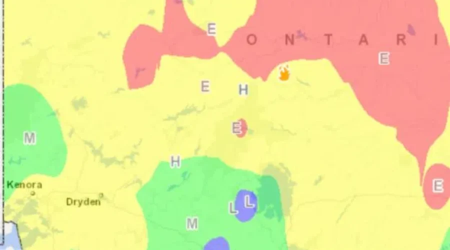 Varying forest fire hazard levels for northwestern Ontario