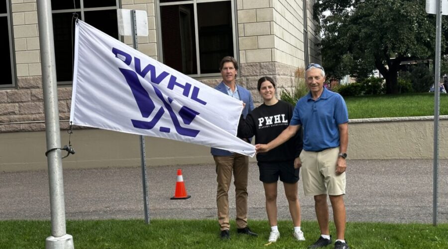 Michela Cava raises PWHL flag at Northwestern Ontario Sports Hall of Fame