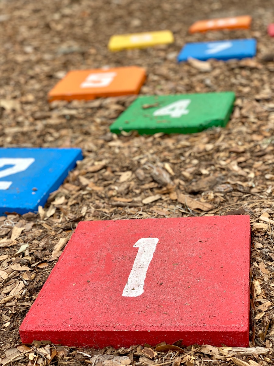multicolored number boards