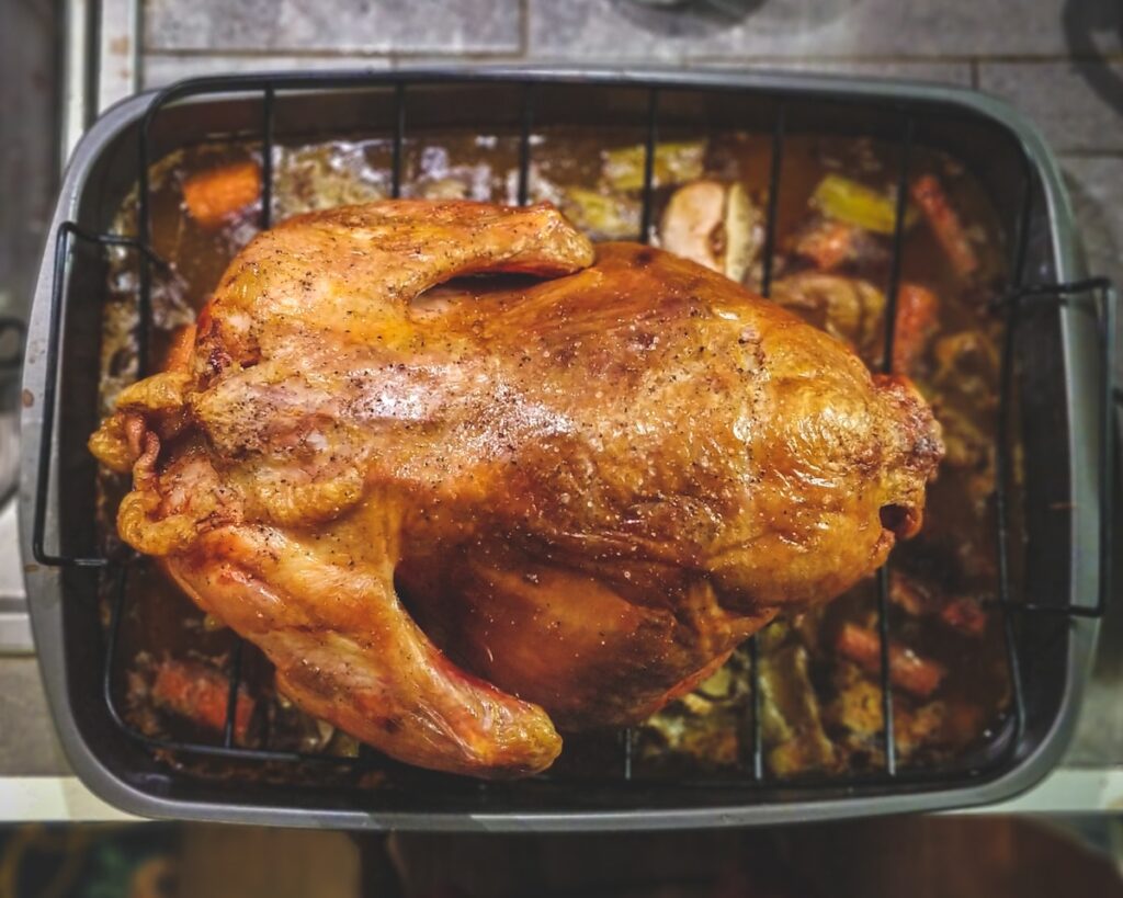 roasted chicken on top of grill