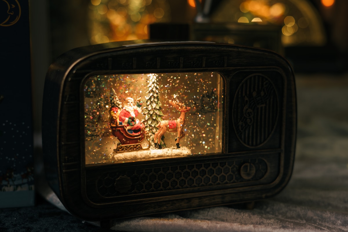 A small television sitting on top of a table