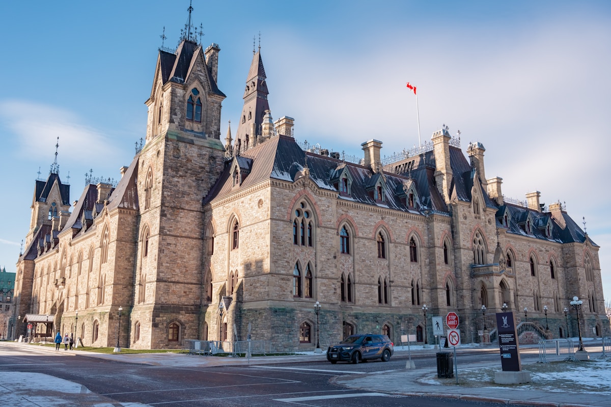 The canadian parliament building stands tall.