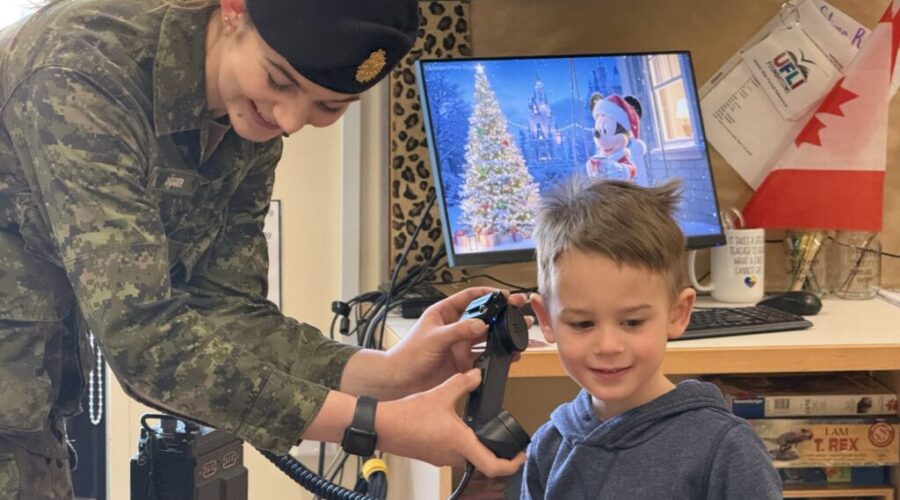 Army signalers connect St. Margaret students with Santa Claus