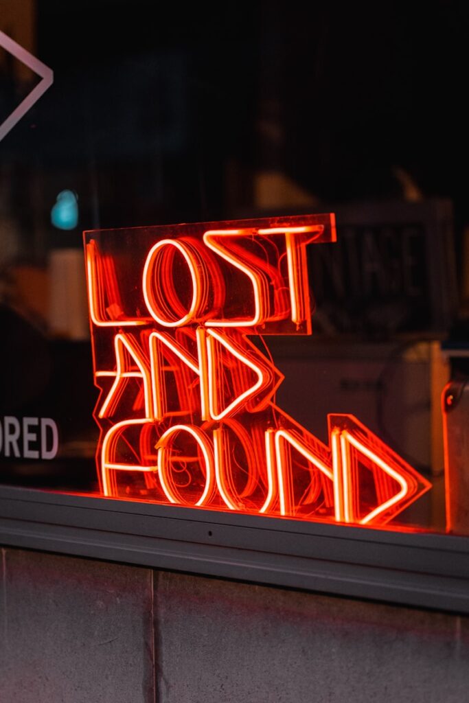 a neon sign on a building