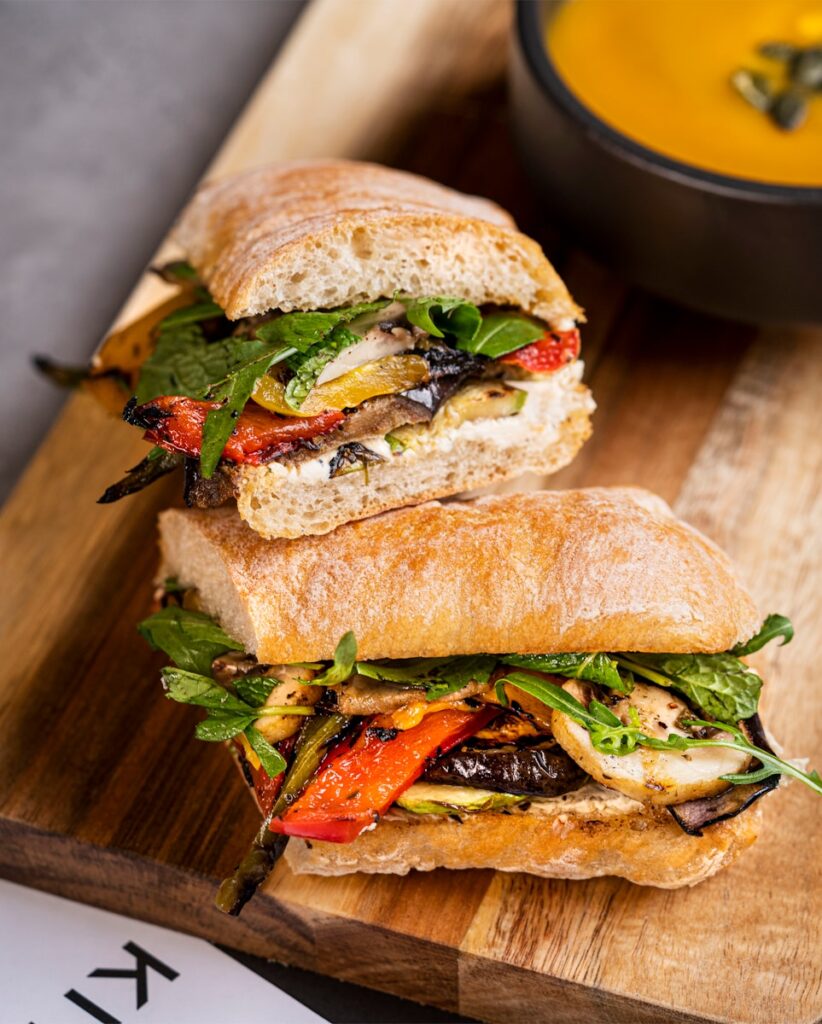 a sandwich cut in half