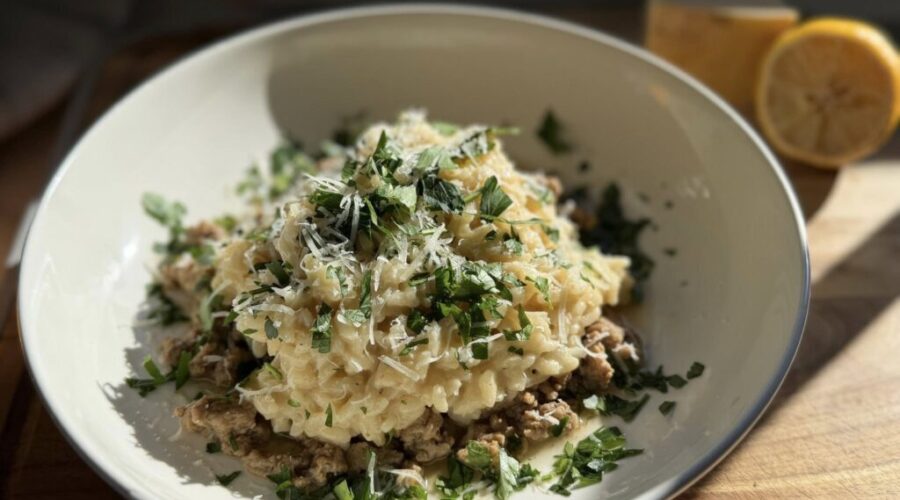 Creamy Garlic, Lemon & Parmesan Risotto (Bonus: Delicious Garlic & Dill Ground Chicken Recipe)