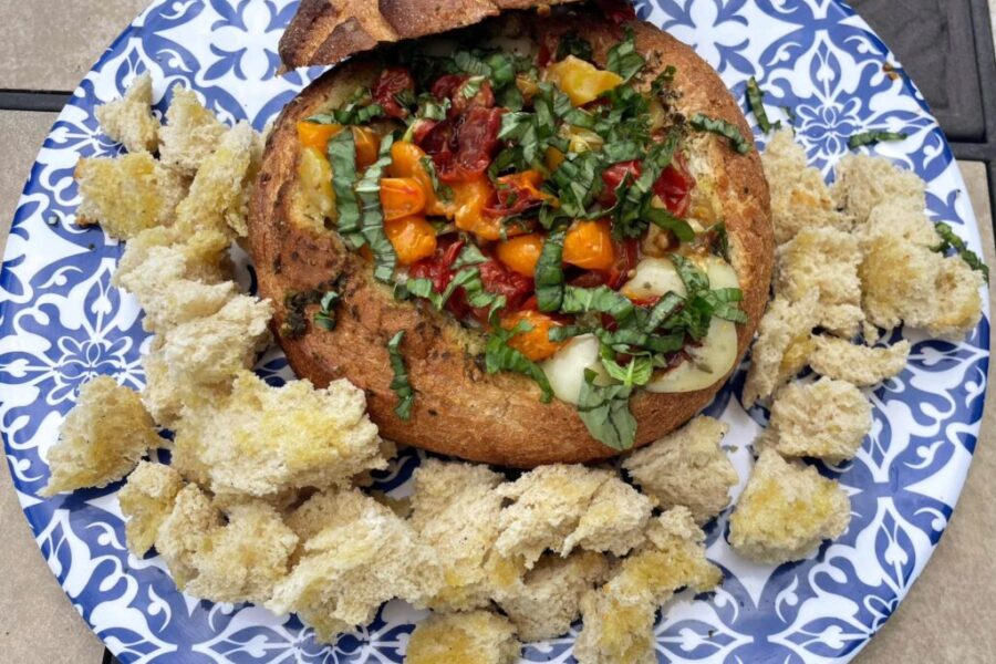 BBQ’d caprese sourdough bowl for the Victoria Day weekend