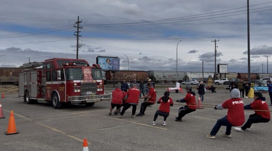 Firefighters narrowly beat police in debut Big Red Pull event