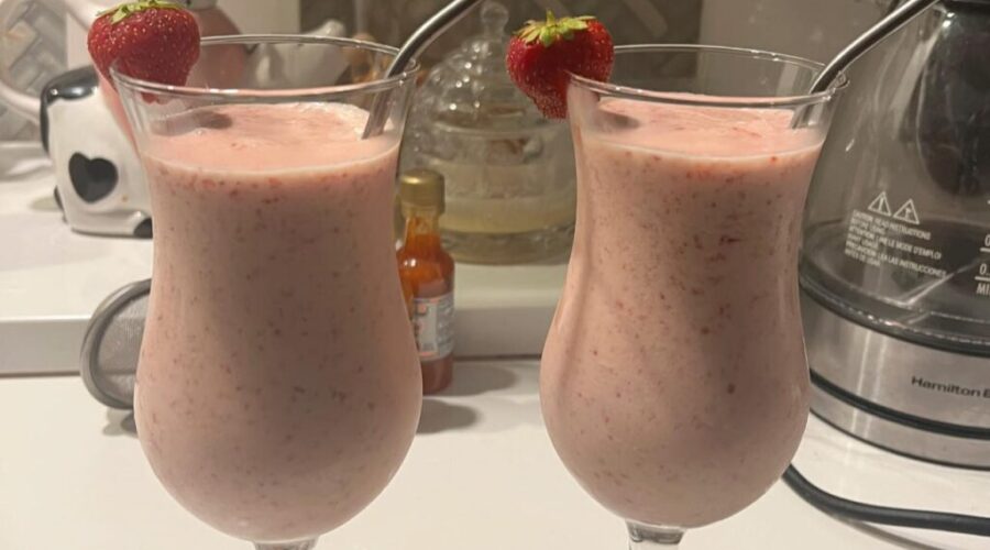 Strawberry piña colada milkshakes…yes please!